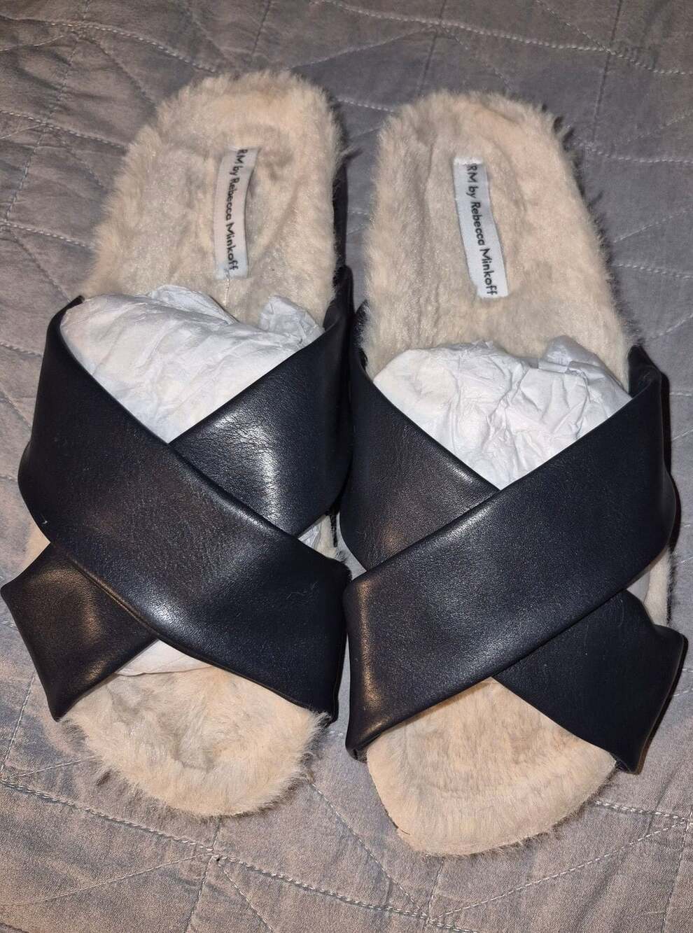 RM by Rebecca Minkoff Faux Leather X-Cross Slippers